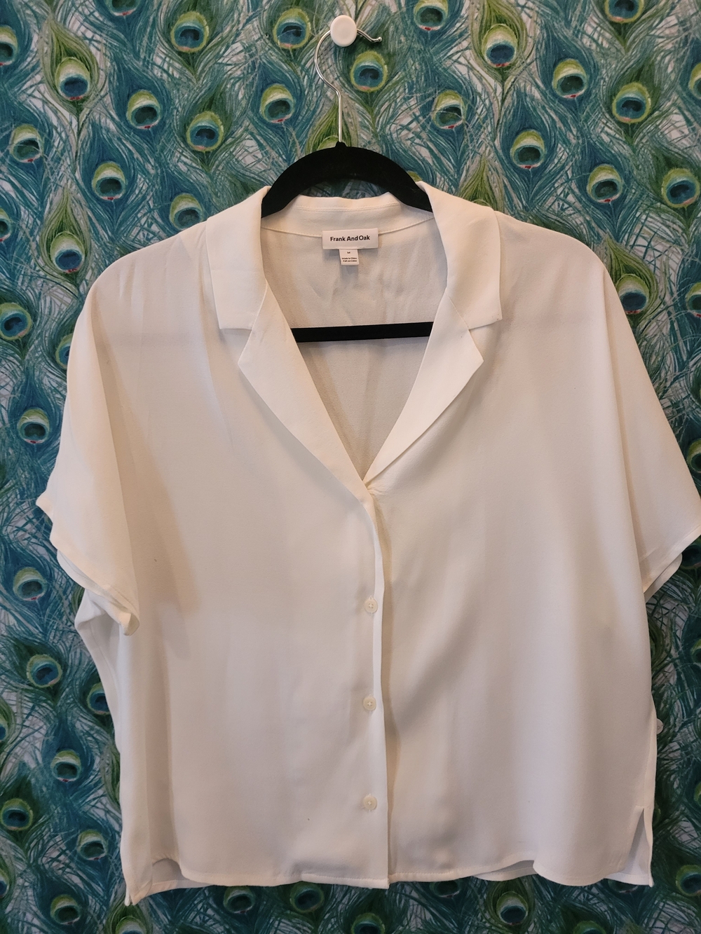 Frank & Oak White Short-Sleeve Button-Down Shirt